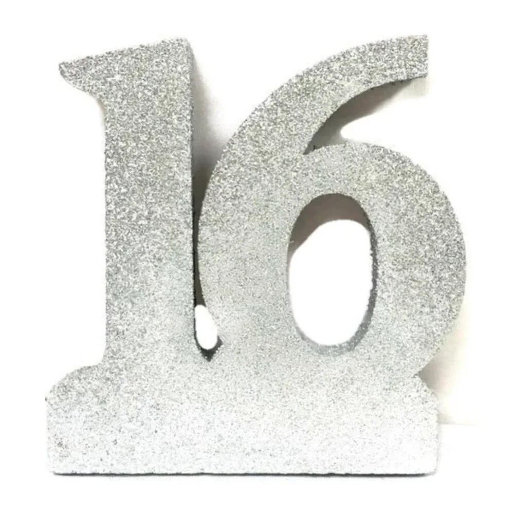 Sweet 16 Glitter Number Cake Centerpiece Styrofoam Decoration